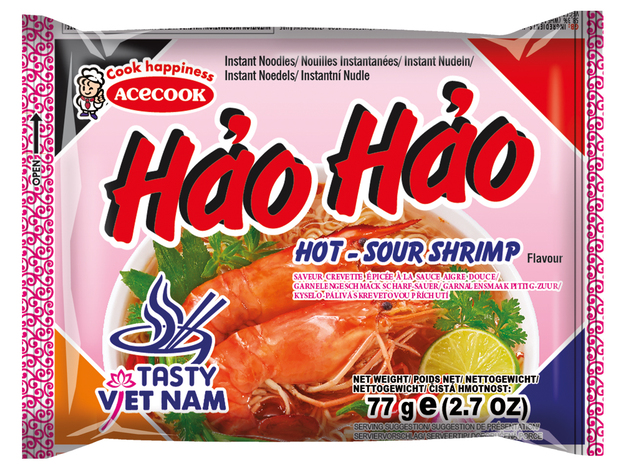 Hao Hao Instant Noodles Hot & Sour Shrimp Flavour 77g