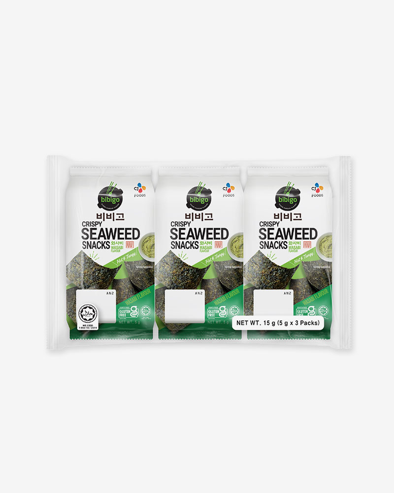 Bibigo Crispy Seaweed Snacks Wasabi 5g Pk3